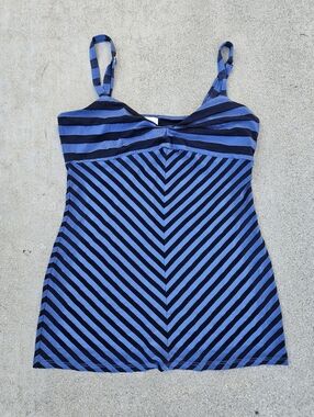 Ella Moss Striped Blue/Black Tank Adjustable Like New Small